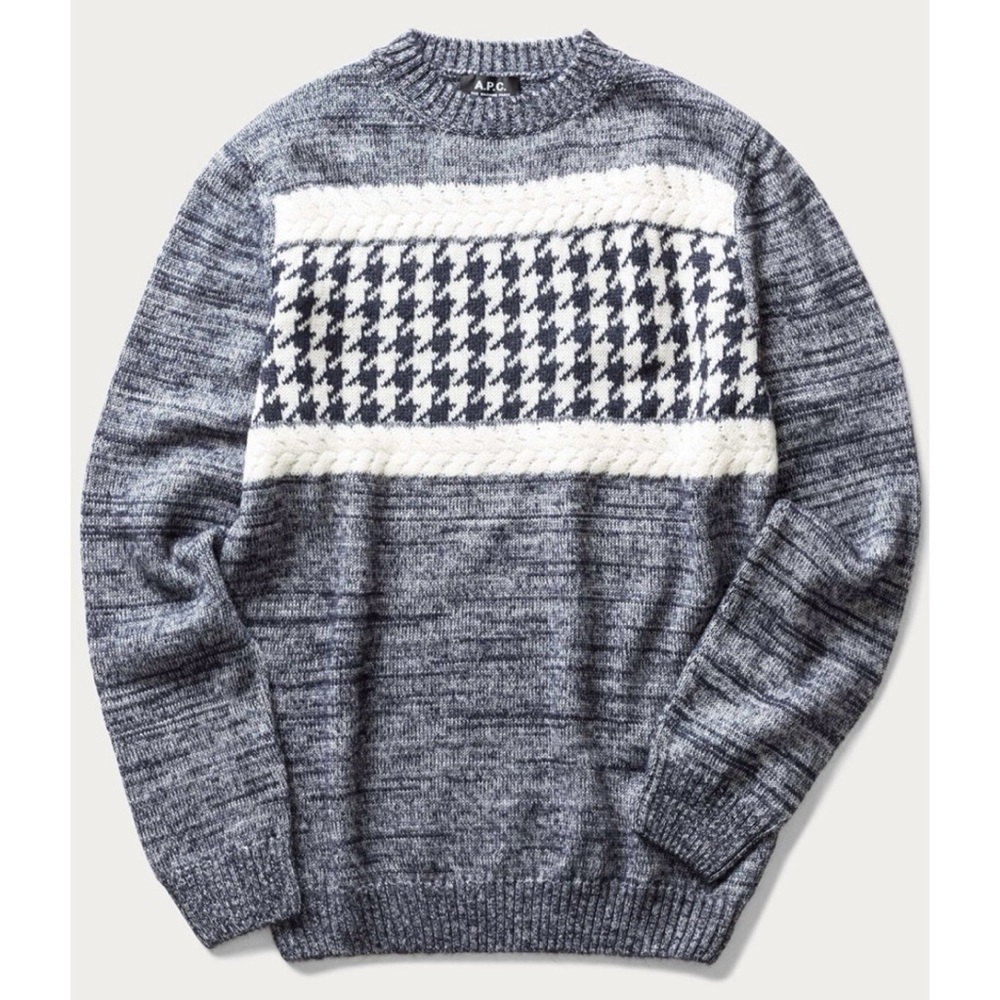 A.P.C. Houndstooth Wool and Mohair Blend Knit Sweater